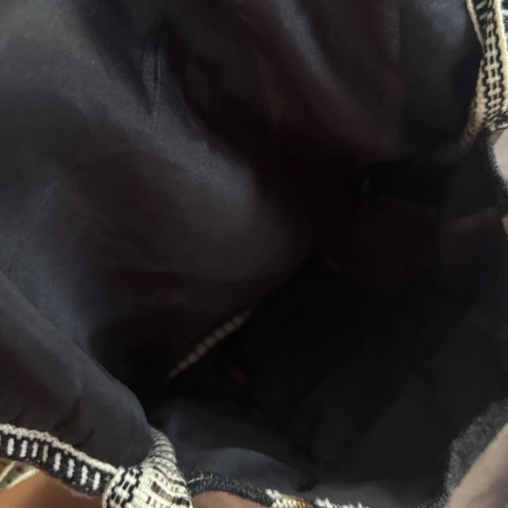 Black Woven Messenger Bag with Embroidered Llama